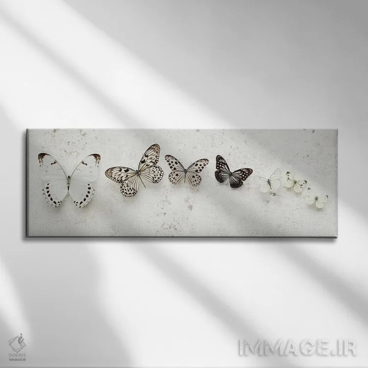 تابلو پروانههای خالدار رقصان اثر آلیسون فنل - نمای روبهرو روی دیوار