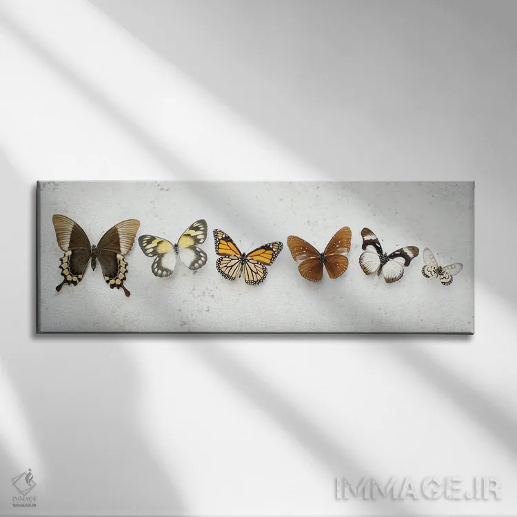تابلو پروانههای قهوهای رقصان اثر آلیسون فنل - نمای روبهرو روی دیوار