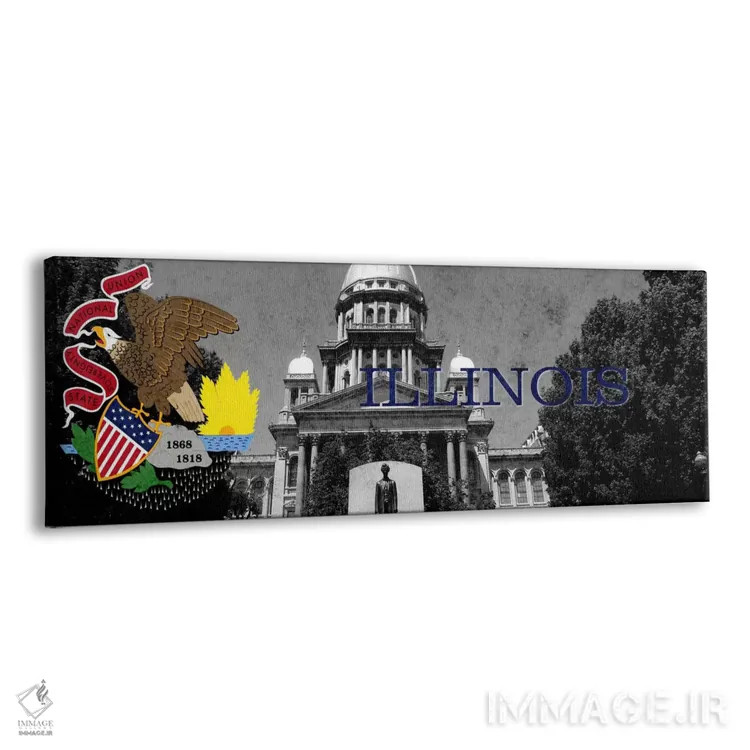 تابلو ایلینوی (ساختمان کنگره با زوم) منظرهٔ پانوراما اثر آیکانواس (شرکت چاپ هنری) - نمای پرسپکتیو محصول