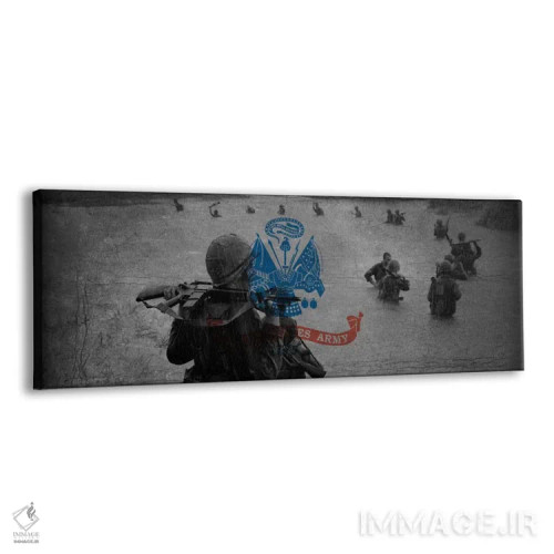 تابلو پرچم ارتش آمریکا (پسزمینه یگان در حال حرکت) اثر آیکانواس (شرکت چاپ هنری) - نمای پرسپکتیو محصول