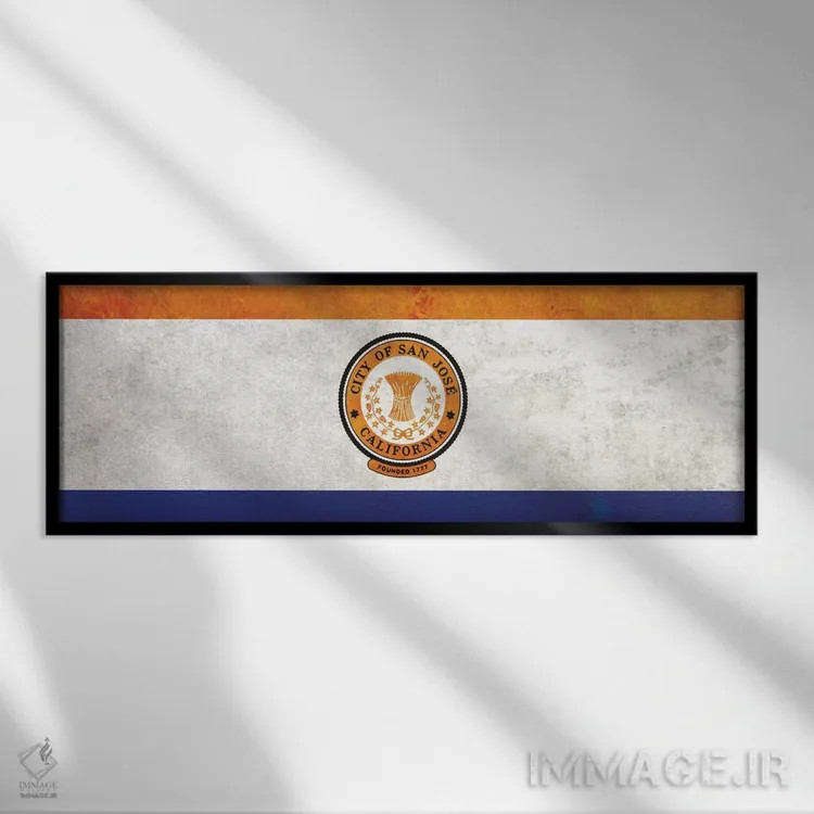 تابلو سن خوزه، کالیفرنیا (پانوراما) اثر آیکانواس (شرکت چاپ هنری) - نمای قابدار مشکی