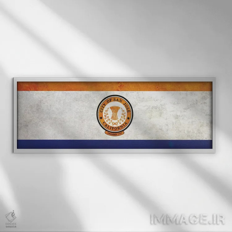 تابلو سن خوزه، کالیفرنیا (پانوراما) اثر آیکانواس (شرکت چاپ هنری) - نمای قابدار سفید