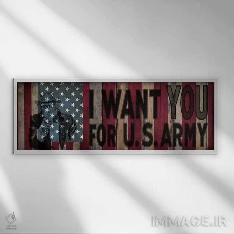 تابلو تو را میخواهم! (ادای احترام به جیمز مونتگومری فلاگ) اثر آیکانواس (شرکت چاپ هنری) - نمای قابدار سفید