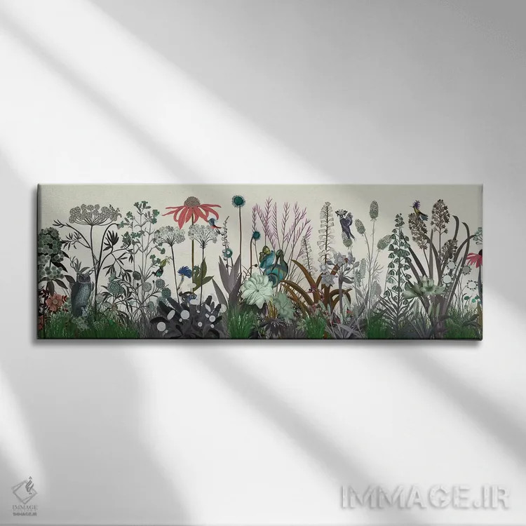 تابلو شکوفه گلهای وحشی اثر فب فانکی (استودیو هنری) - نمای روبهرو روی دیوار
