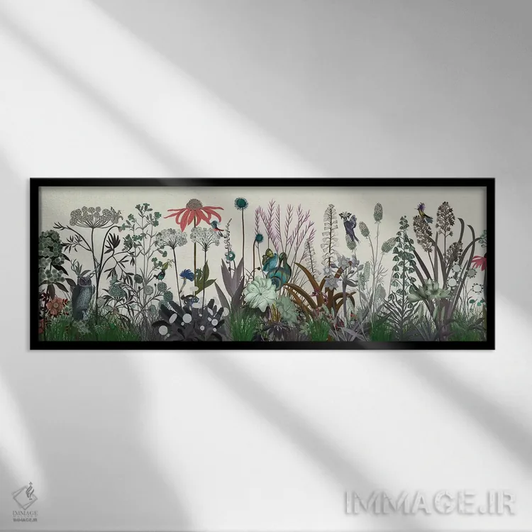 تابلو شکوفه گلهای وحشی اثر فب فانکی (استودیو هنری) - نمای قابدار مشکی