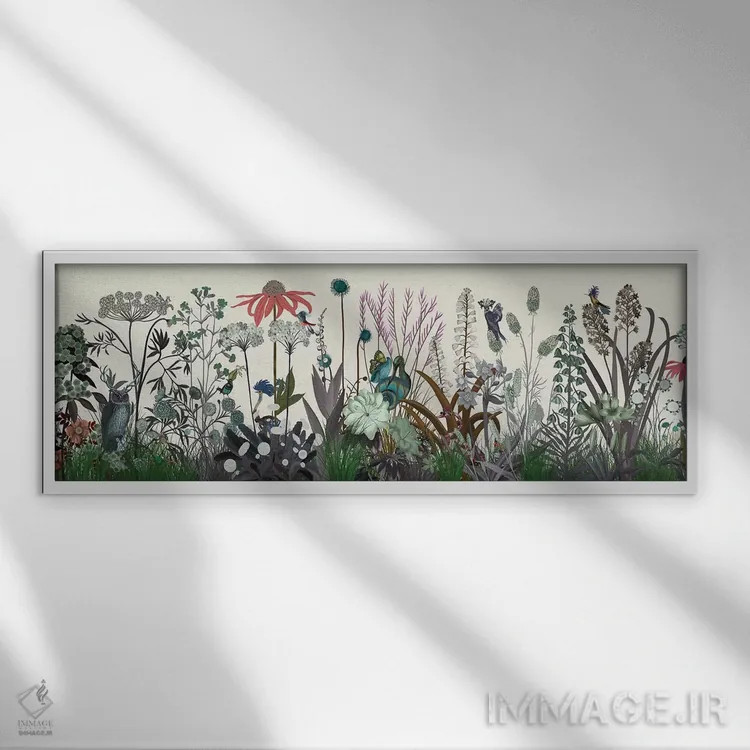 تابلو شکوفه گلهای وحشی اثر فب فانکی (استودیو هنری) - نمای قابدار سفید