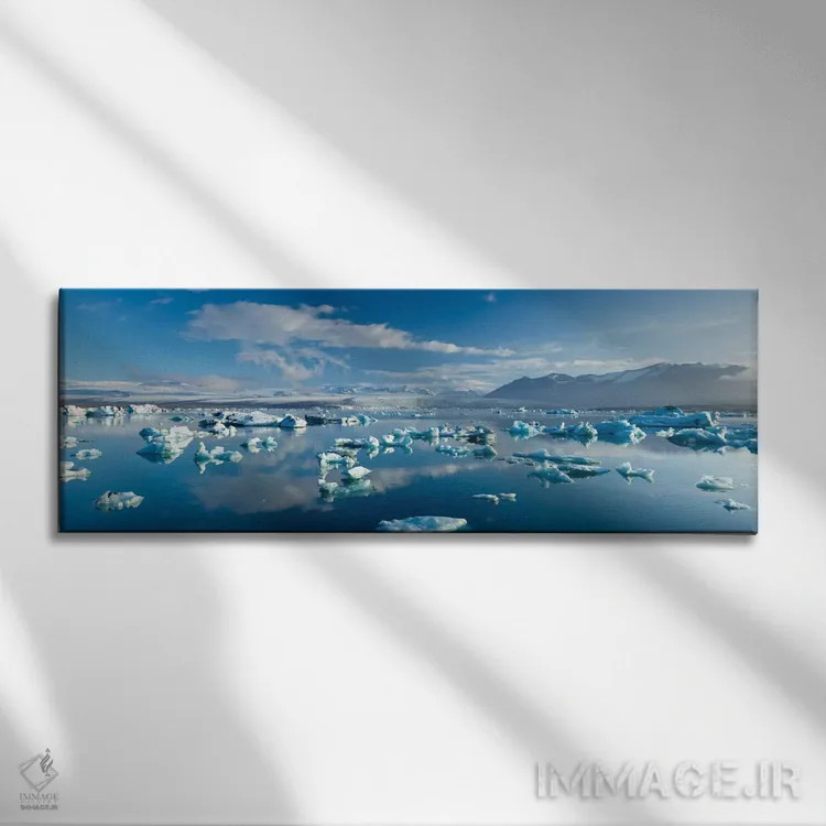 تابلو کوه یخی اول، دریاچه یخچالی جوکولسارلون، پارک ملی واتنایوکول، سودورلند، ایسلند اثر گارث مککورمک - نمای روبهرو روی دیوار