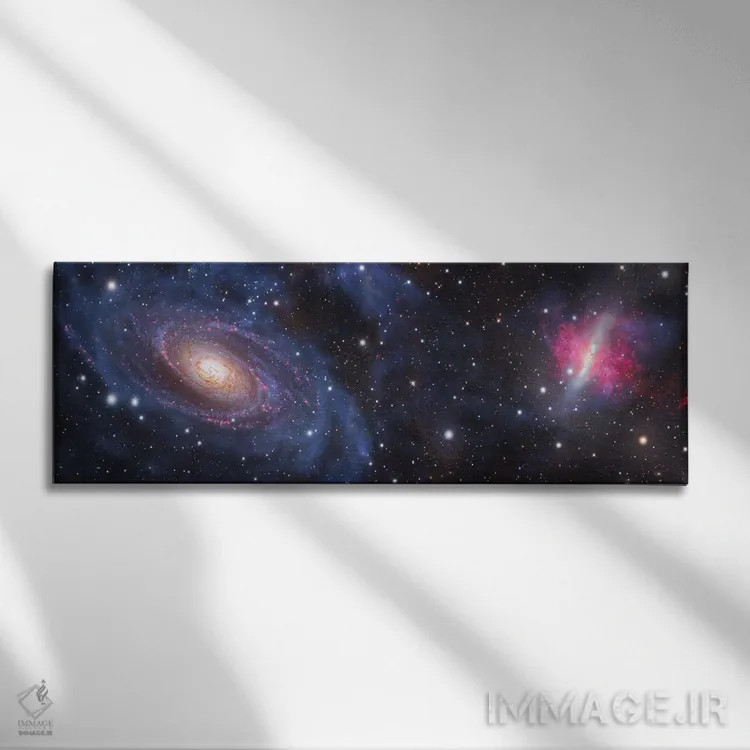 تابلو کهکشان بود (M81) و کهکشان سیگاری (M82) در دب اکبر اثر رابرت گندلر - نمای روبهرو روی دیوار