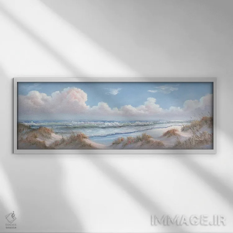 تابلو منظرهٔ دریا I اثر جورجیا جانیس - نمای قابدار سفید