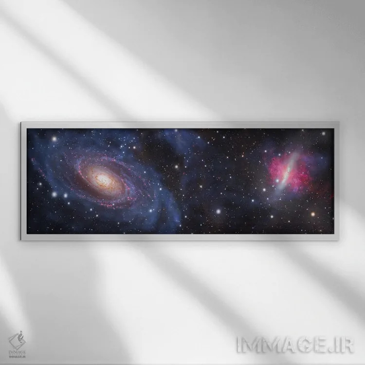 تابلو کهکشان بود (M81) و کهکشان سیگاری (M82) در دب اکبر اثر رابرت گندلر - نمای قابدار سفید