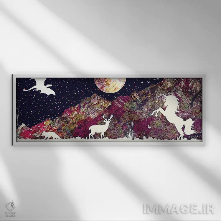 تابلو جانور افسانهای اثر گب فرناندو - نمای قابدار سفید