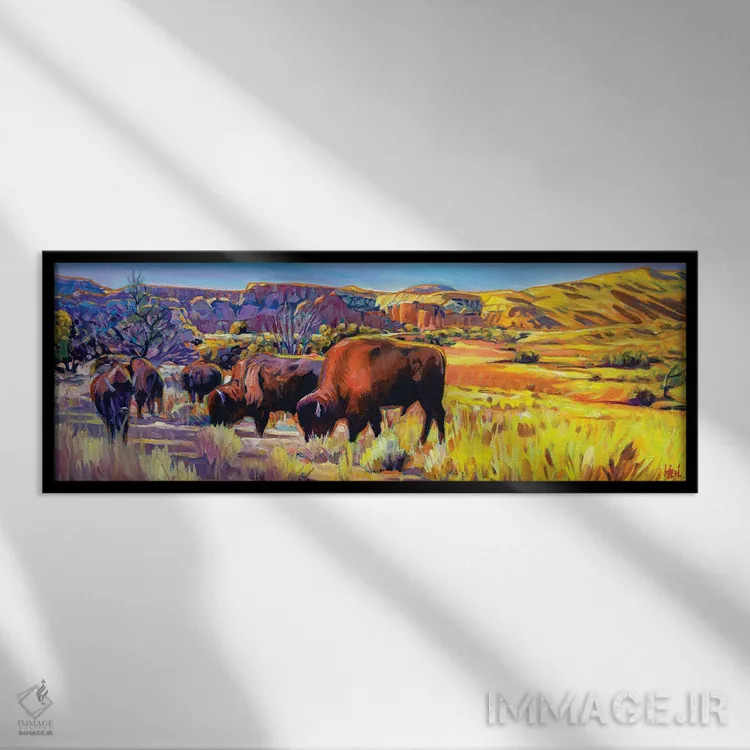 تابلو گله در گرگومیش اثر گرگ هایل - نمای قابدار مشکی