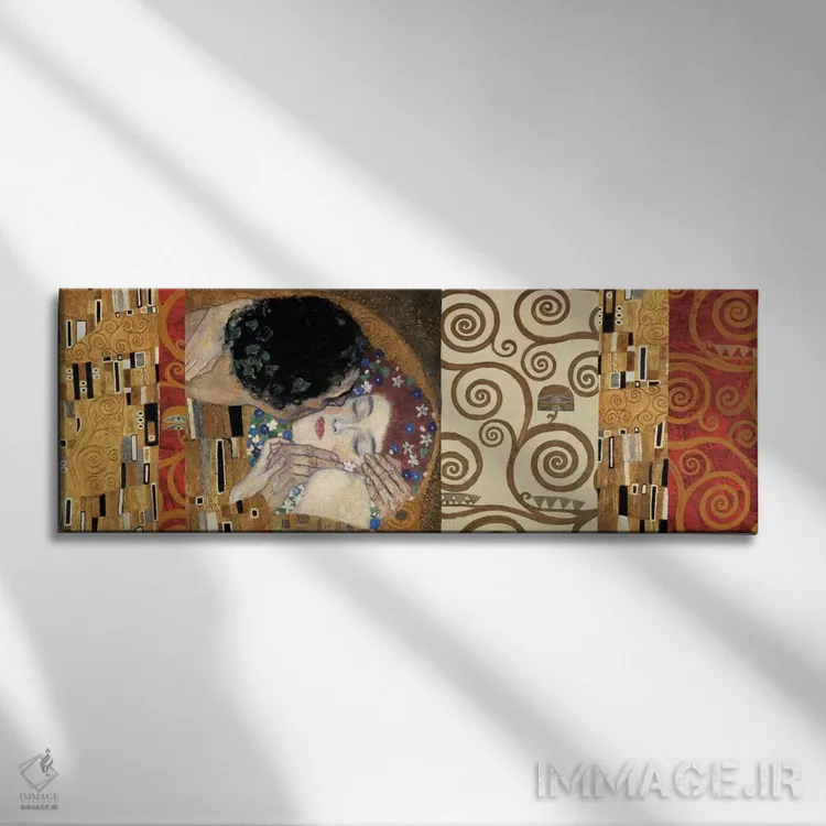 تابلو دکوراسیون کلیمت (بوسه) اثر گوستاو کلیمت - نمای روبهرو روی دیوار