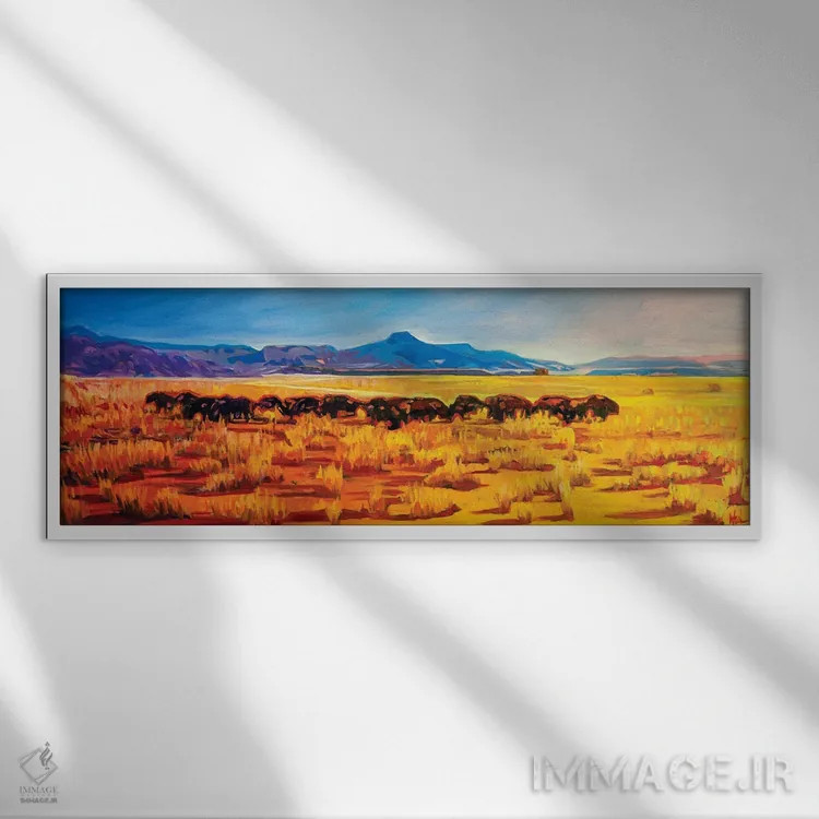 تابلو جایی که بوفالو میچرخید اثر گرگ هایل - نمای قابدار سفید