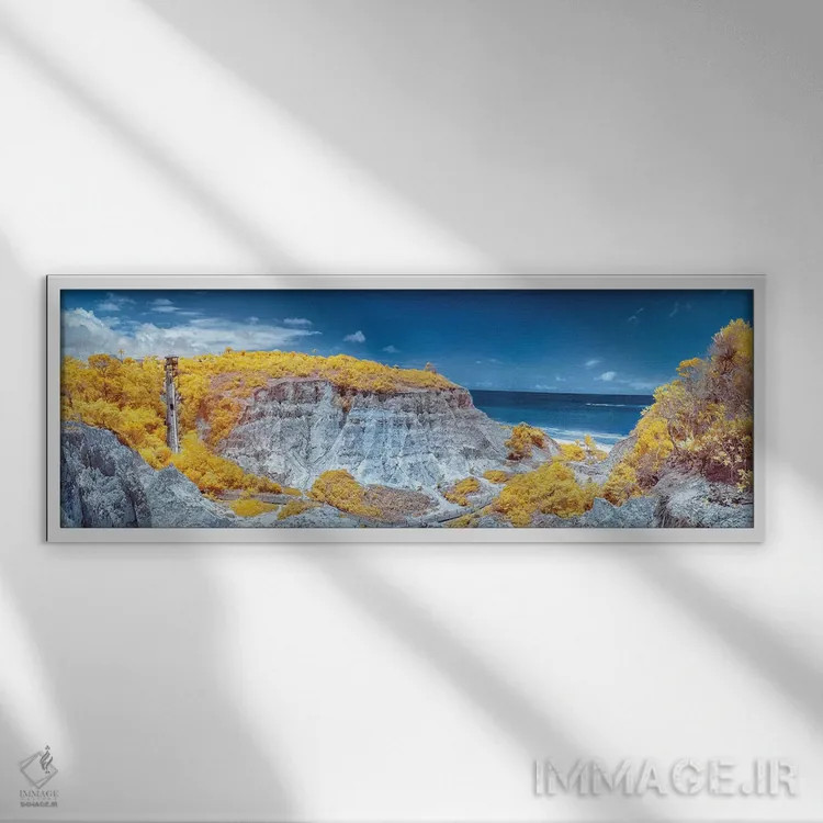 تابلو منظره پانوراما از ساحل اثر گلاوکو منهالی - نمای قابدار سفید