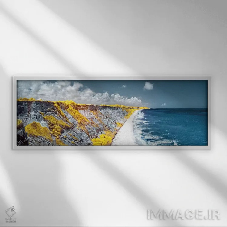 تابلو پانورامای ساحلی اثر گلاوکو منهالی - نمای قابدار سفید