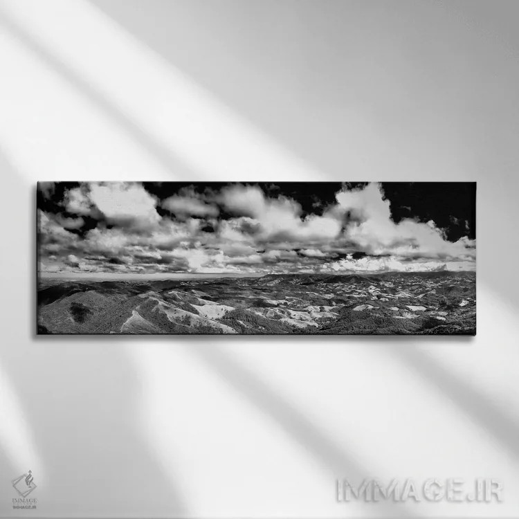 تابلو منظره سیاه و سفید پانوراما اثر گلاوکو منهالی - نمای روبهرو روی دیوار