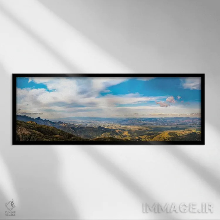 تابلو آسمان ابری پانورامای بزرگ II اثر گلاوکو منهالی - نمای قابدار مشکی