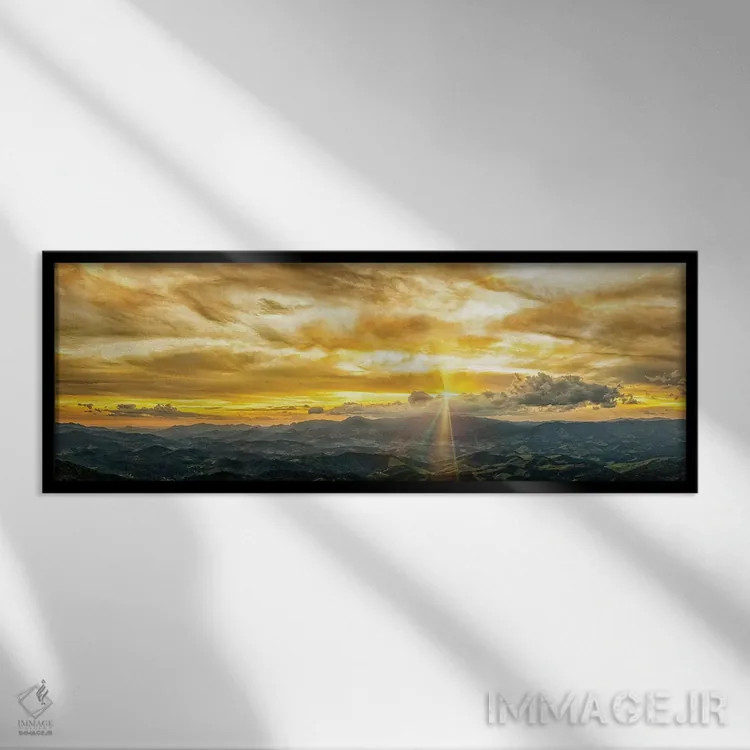 تابلو پانورامای ساعت طلایی اثر گلاوکو منهالی - نمای قابدار مشکی