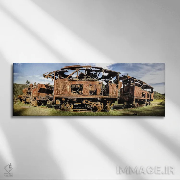 تابلو قطار زنگزده اثر گلاوکو منهالی - نمای روبهرو روی دیوار