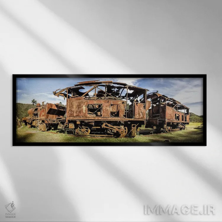 تابلو قطار زنگزده اثر گلاوکو منهالی - نمای قابدار مشکی