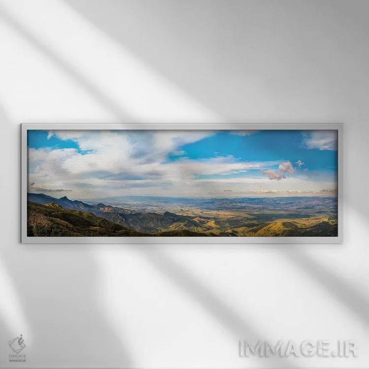 تابلو آسمان ابری پانورامای بزرگ II اثر گلاوکو منهالی - نمای قابدار سفید