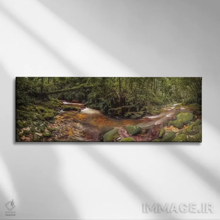 تابلو پانورامای داخل جنگل اثر گلاوکو منهالی - نمای روبهرو روی دیوار