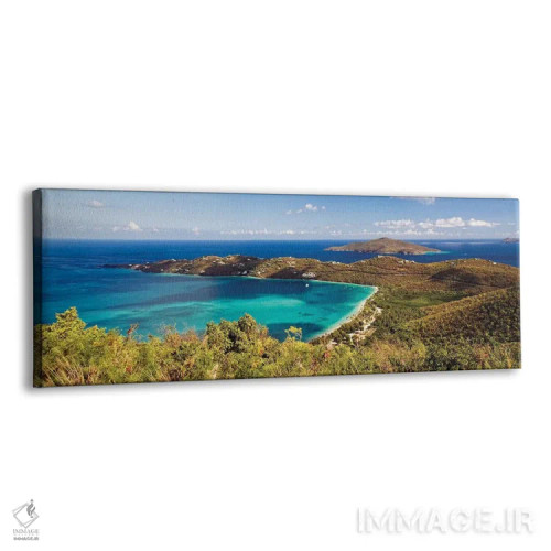 تابلو نمای پانورامای هوایی از خلیج مگنز، سنت توماس، جزایر ویرجین آمریکا اثر جورج اوزه - نمای پرسپکتیو محصول