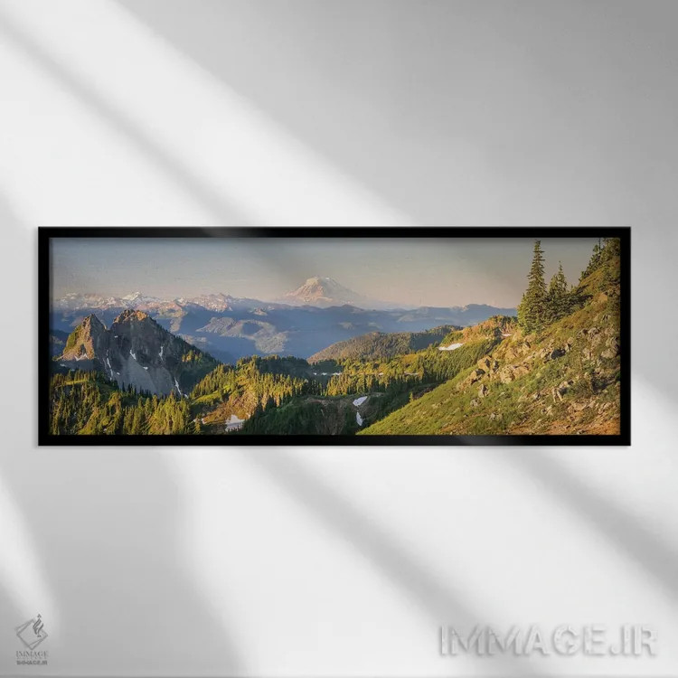 تابلو Goat Rocks and Double Peak,پانورامای کوه آدامز، گوات راکس و قلهٔ دابل، ایالت واشنگتن اثر گری لوهِم - نمای قابدار مشکی