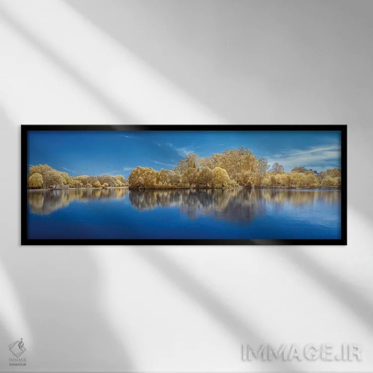 تابلو جنگل کنار دریاچه اثر گلاوکو منهالی - نمای قابدار مشکی