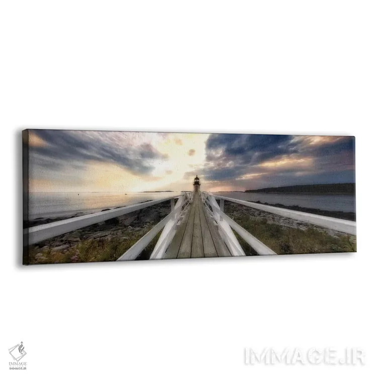 تابلو نمای پانورامایی از فانوس دریایی مارشال پوینت در هنگام غروب، مین اثر جورج اوزه - نمای پرسپکتیو محصول