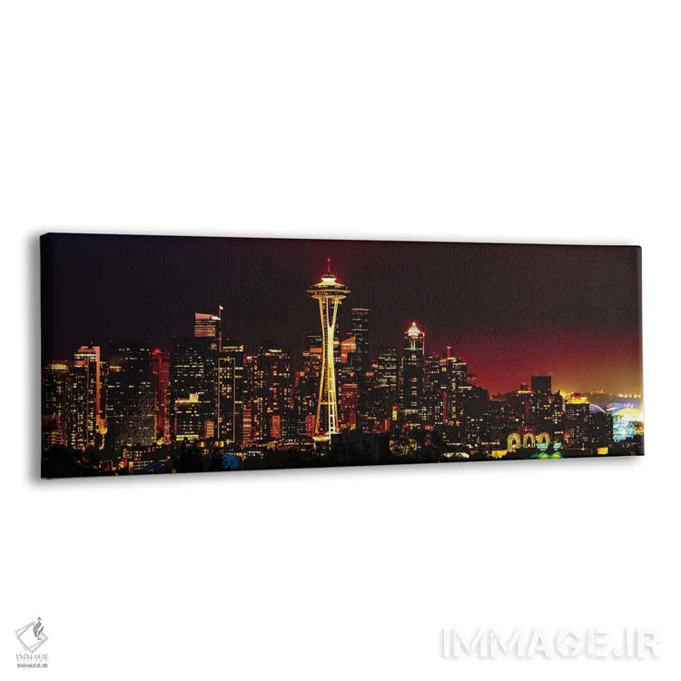 تابلو پانورامای خط افق سیاتل در شب اثر جورج اوزه - نمای پرسپکتیو محصول
