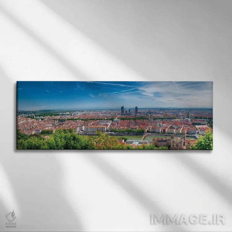 تابلو نمای پانوراما از لیون از تپه فوروییر، فرانسه اثر جورج اوزه - نمای روبهرو روی دیوار