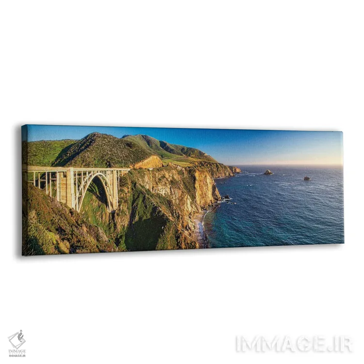 تابلو پانورامای ساحل بیگ سور در پل بیگسبی کریک، کالیفرنیا اثر جورج اوزه - نمای پرسپکتیو محصول