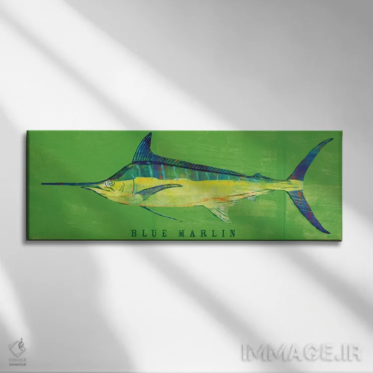 تابلو مارلین آبی (نوعی ماهی) اثر جان گلدن - نمای روبهرو روی دیوار