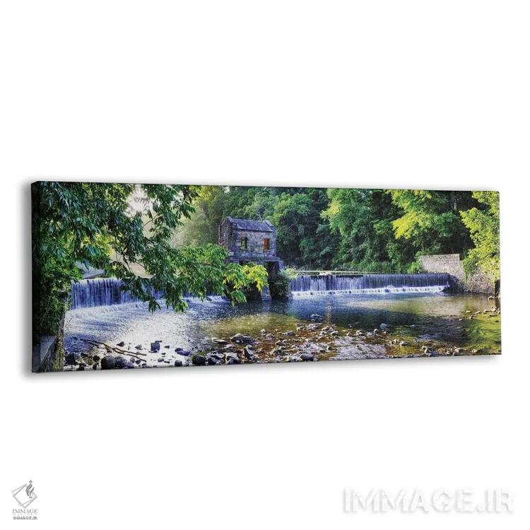 تابلو سد قدیمی با آبشار روی رودخانه ویپنی، پارک دریاچه اسپیدول، موریستاون، نیوجرسی اثر جورج اوزه - نمای پرسپکتیو محصول