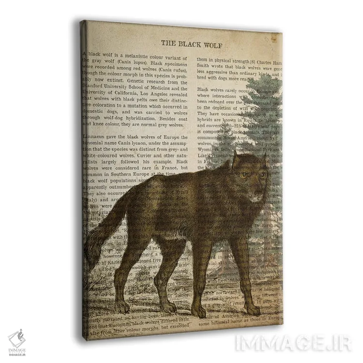 تابلو چاپ وینتیج گرگ سیاه اثر پیکسل کهنه (استودیو/نام هنری) - نمای پرسپکتیو محصول