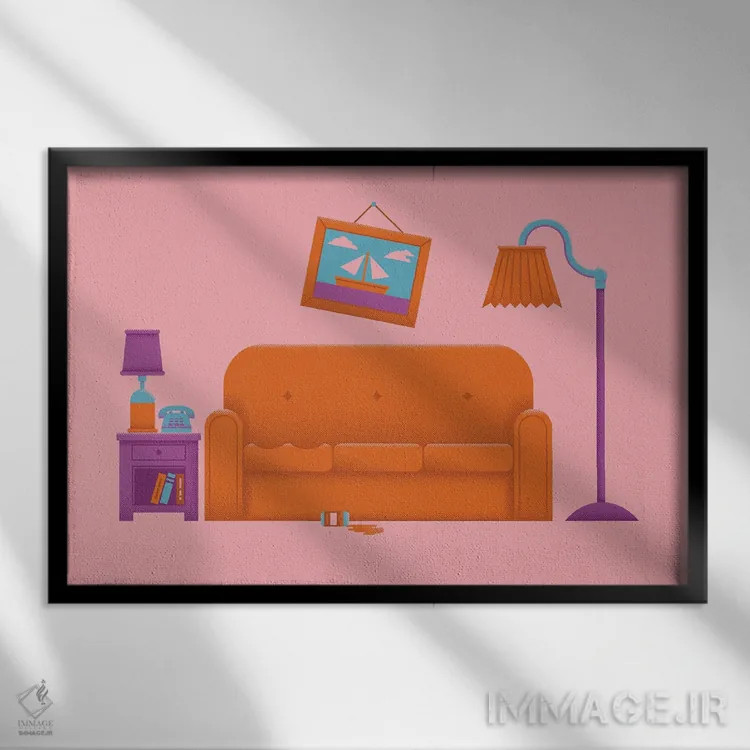 تابلو شوخی مبل (ارجاع به سکانس مشهور سیمپسونها) اثر برگر بولت - نمای قابدار مشکی