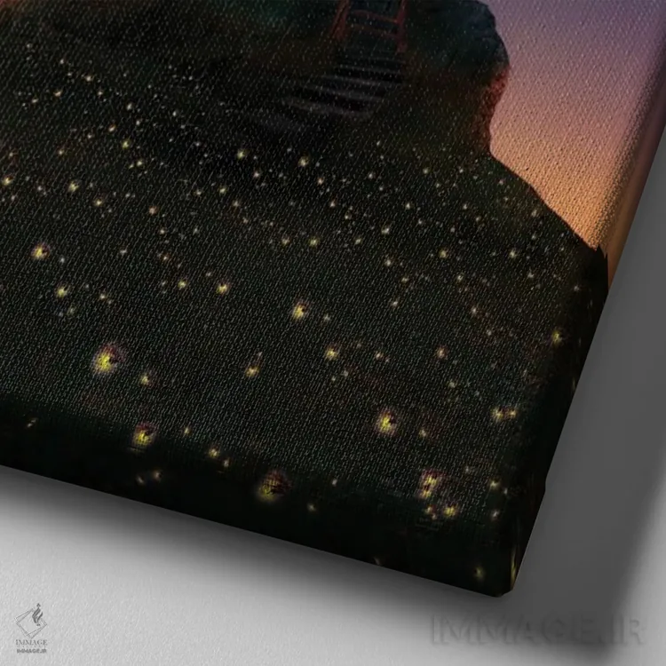 تابلو شبی با ماه کامل اثر عبدالله ایویندار - نمای نزدیک بافت بوم