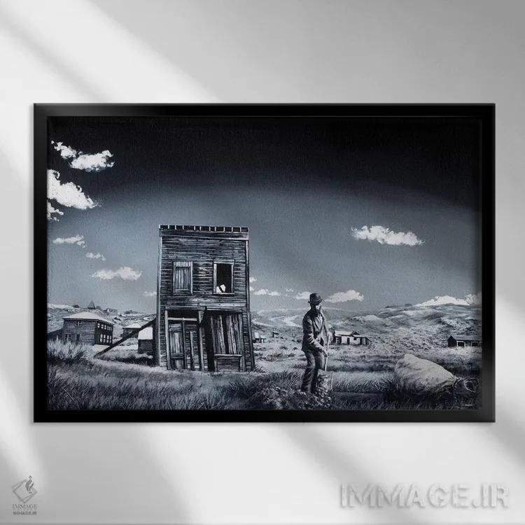 تابلو خارون (قمر پلوتو یا موجود اسطورهای) اثر الک هاکسلی - نمای قابدار مشکی