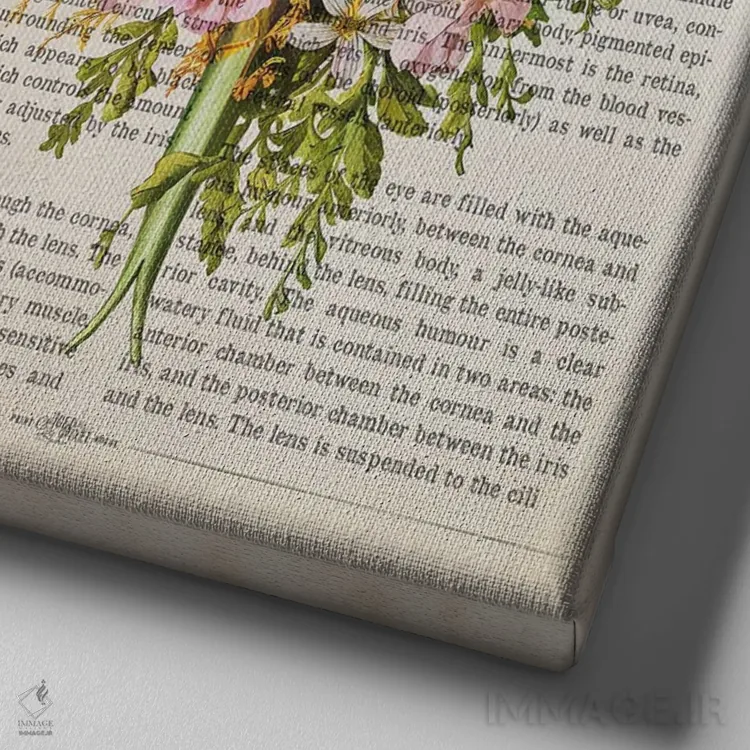 تابلو آناتومی چشم با گل اثر پیکسل کهنه (استودیو/نام هنری) - نمای نزدیک بافت بوم