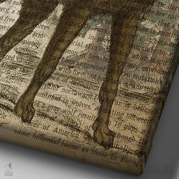 تابلو چاپ وینتیج گرگ سیاه اثر پیکسل کهنه (استودیو/نام هنری) - نمای نزدیک بافت بوم