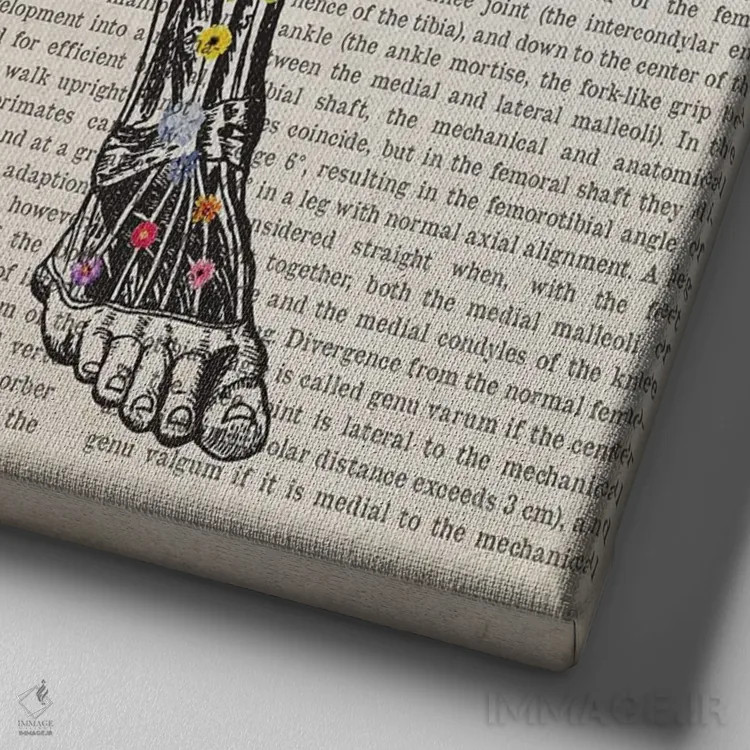 تابلو آناتومی پای انسان (به صورت گل) اثر پیکسل کهنه (استودیو/نام هنری) - نمای نزدیک بافت بوم