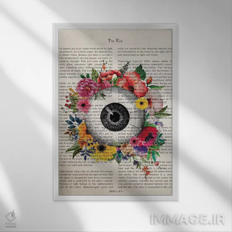 تابلو چشم اثر پیکسل کهنه (استودیو/نام هنری) - نمای قابدار سفید