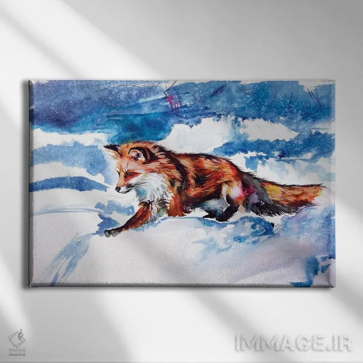 تابلو روباه قرمز در برف اثر آنا بریجیتا کوواچ - نمای روبهرو روی دیوار