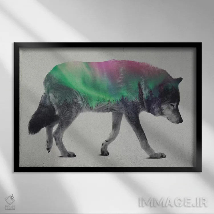 تابلو گرگ اثر آندریاس لیه - نمای قابدار مشکی
