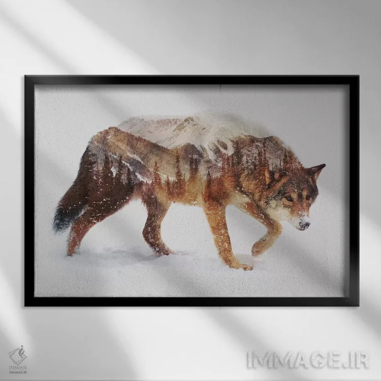 تابلو گرگ قطبی اثر آندریاس لیه - نمای قابدار مشکی