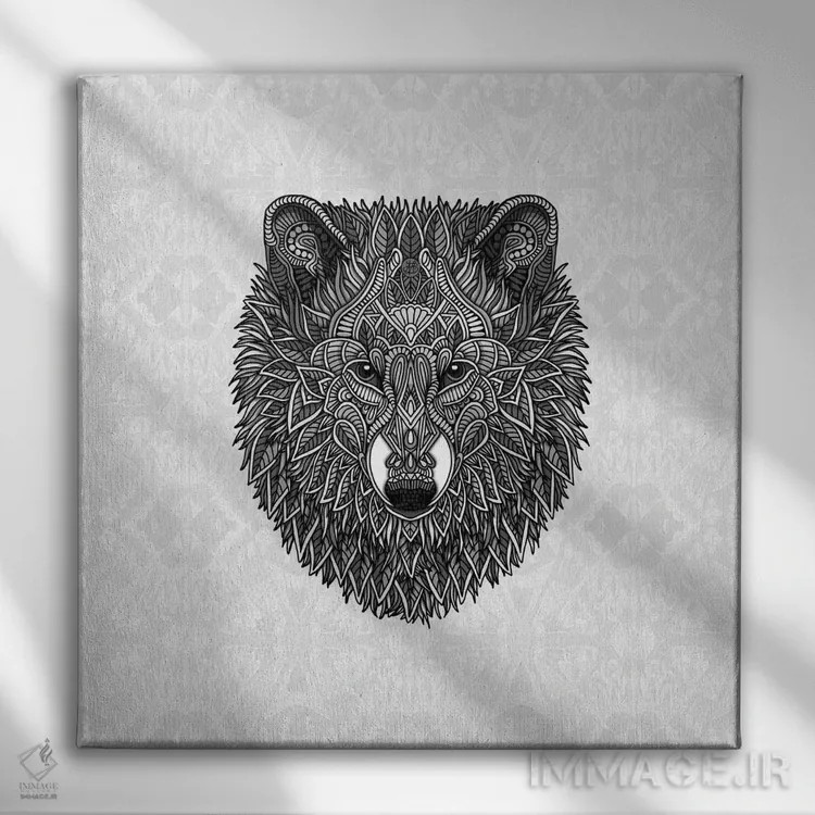 تابلو گرگ خاکستری اثر آنجلیکا پارکر - نمای روبهرو روی دیوار