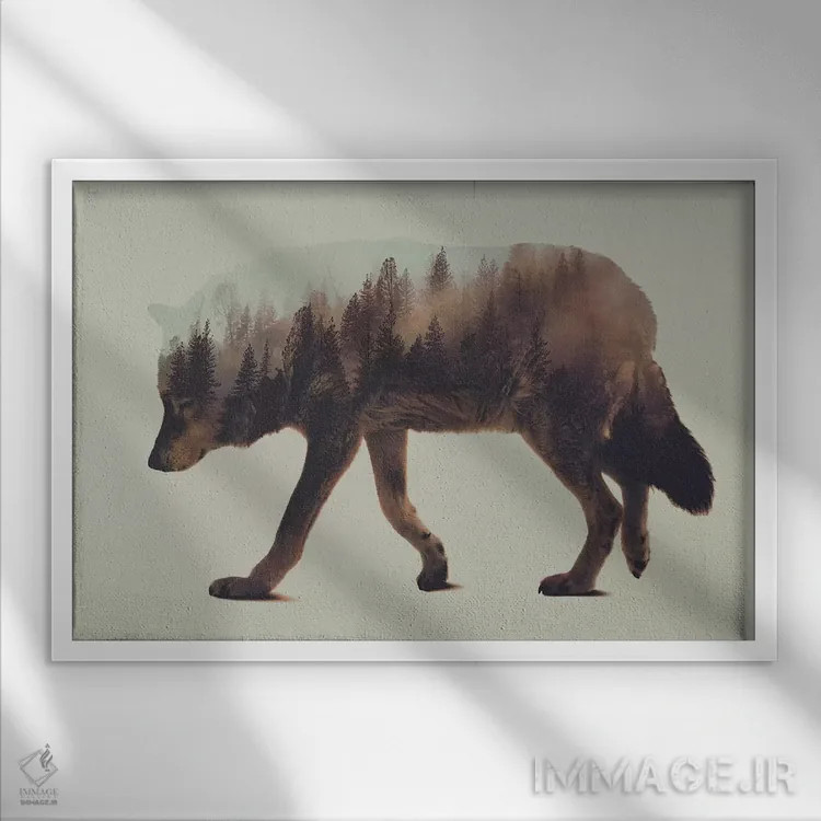 تابلو گرگ I اثر آندریاس لیه - نمای قابدار سفید