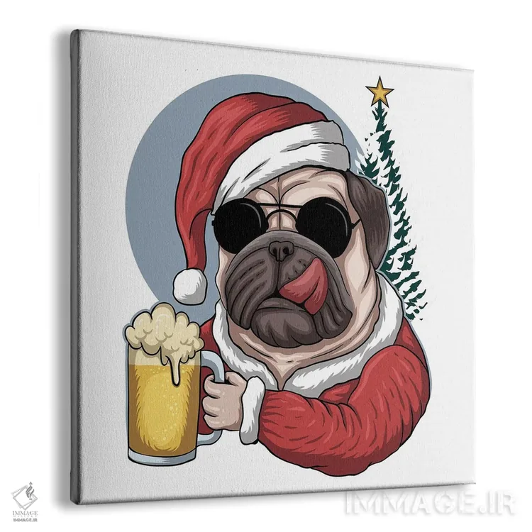 تابلو سگ پاگ با لباس شبیه آبجو (0%) (لباس فانتزی) اثر آرت میرانو - نمای پرسپکتیو محصول